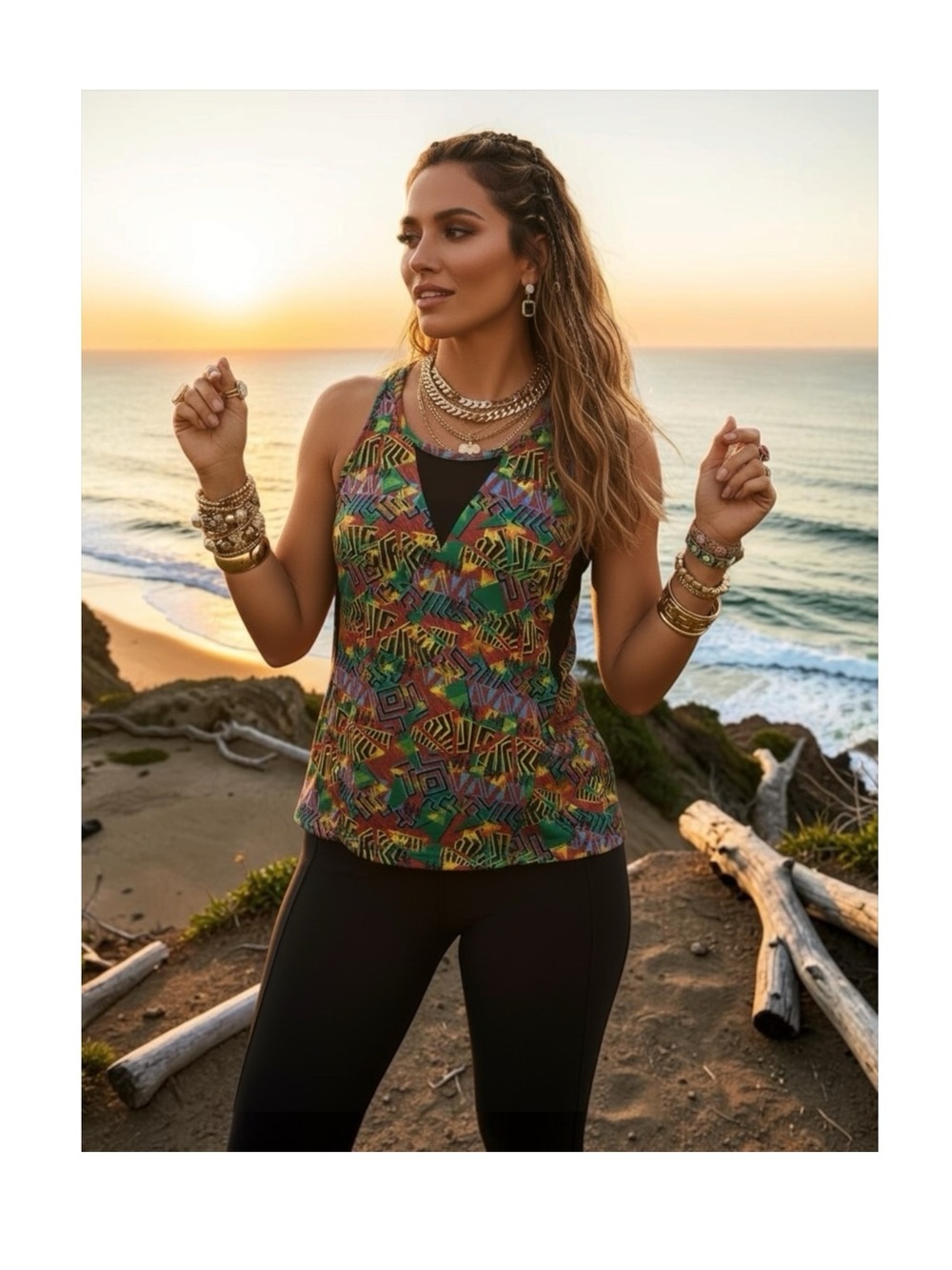 new Splits59 ϟ Sabrina Performance Athletic Tank ϟ Utopia Multi Color Print ϟ XS